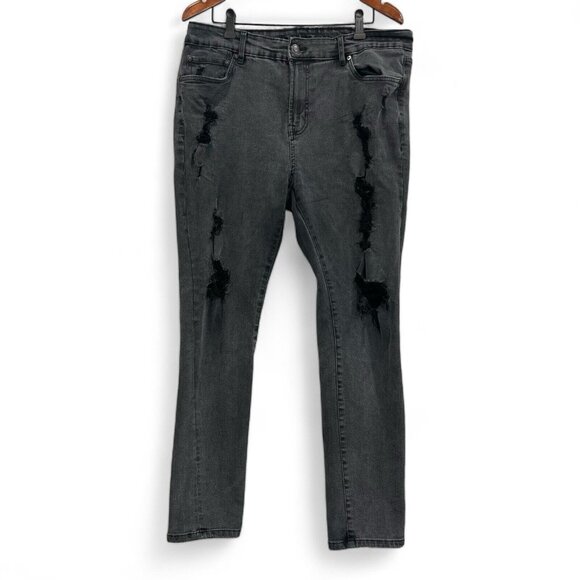 Aeropostale Jeans Womens Size 38 Black Skinny Distressed High Rise Stretch - Picture 1 of 14